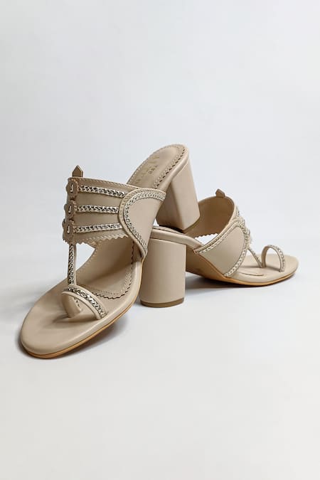 The Alter Beige Kolhapuri Block Heels at Aza Fashions The Alter_Beige Kolhapuri Block Heels _at_Aza_Fashions