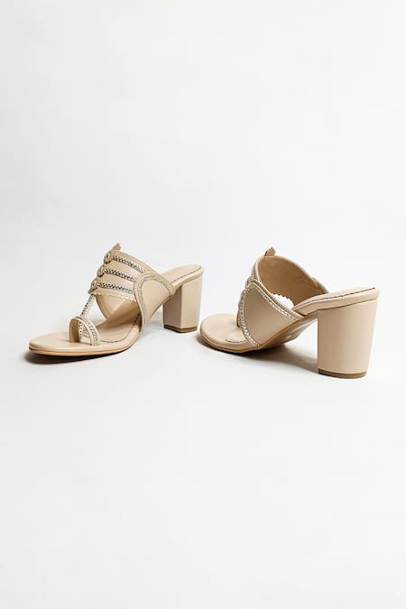 Buy The Alter Beige Kolhapuri Block Heels Buy_The Alter_Beige Kolhapuri Block Heels