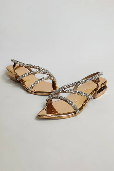 The Alter Rose Gold Rhinestone Kiara Embellished Strap Sandals Online at Aza Fashions The Alter_Rose Gold Rhinestone Kiara Embellished Strap Sandals _Online_at_Aza_Fashions