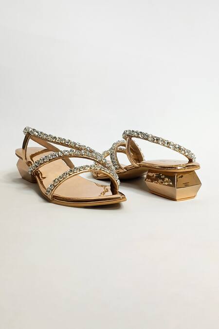 Shop The Alter Rose Gold Rhinestone Kiara Embellished Strap Sandals Online at Aza Fashions Shop_The Alter_Rose Gold Rhinestone Kiara Embellished Strap Sandals _Online_at_Aza_Fashions
