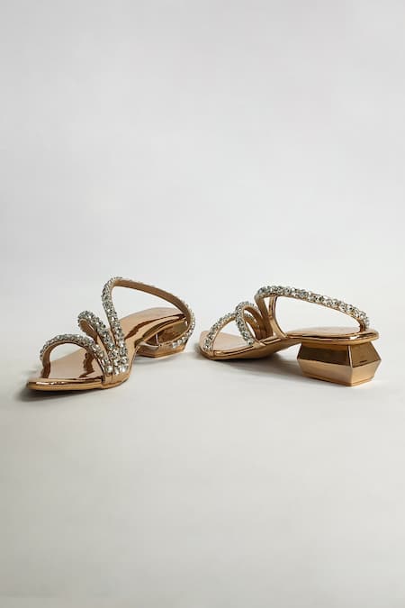 The Alter Rose Gold Rhinestone Kiara Embellished Strap Sandals at Aza Fashions The Alter_Rose Gold Rhinestone Kiara Embellished Strap Sandals _at_Aza_Fashions