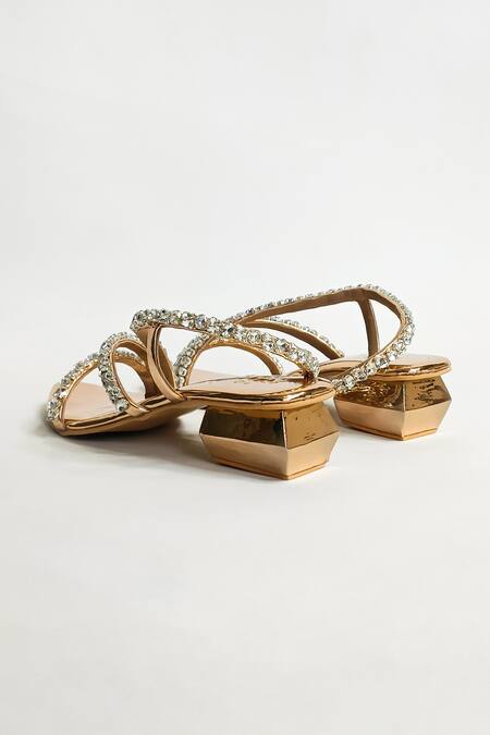 Shop The Alter Rose Gold Rhinestone Kiara Embellished Strap Sandals Shop_The Alter_Rose Gold Rhinestone Kiara Embellished Strap Sandals