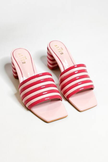 The Alter_Pink Quilted Strap Block Heels _Online_at_Aza_Fashions