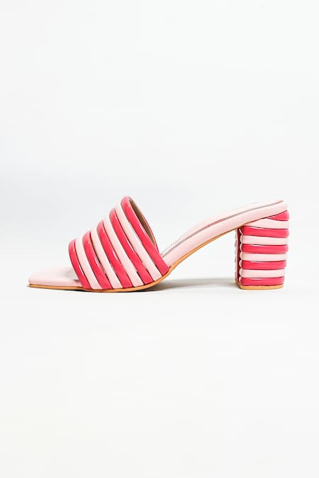The Alter_Pink Quilted Strap Block Heels _at_Aza_Fashions
