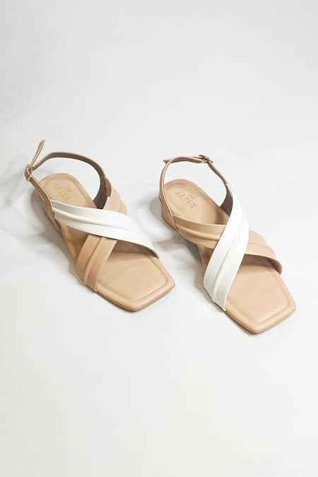 Buy_The Alter_Beige Cross Strap Heels _Online_at_Aza_Fashions