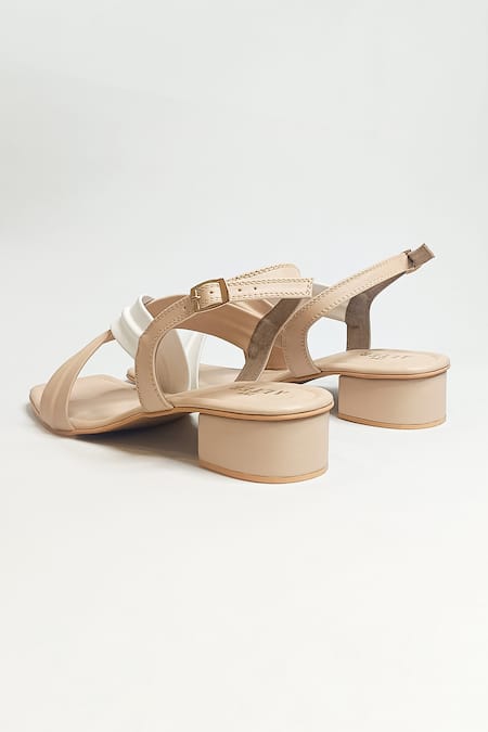 The Alter_Beige Cross Strap Heels _at_Aza_Fashions