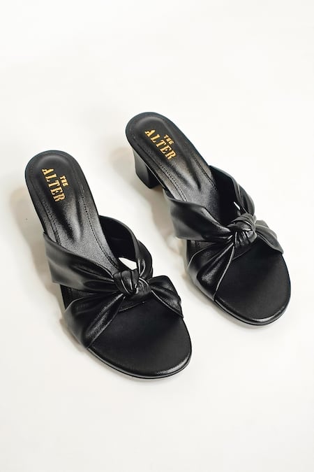 Shop The Alter Black Bows Knotted Block Heels at Aza Fashions Shop_The Alter_Black Bows Knotted Block Heels _at_Aza_Fashions