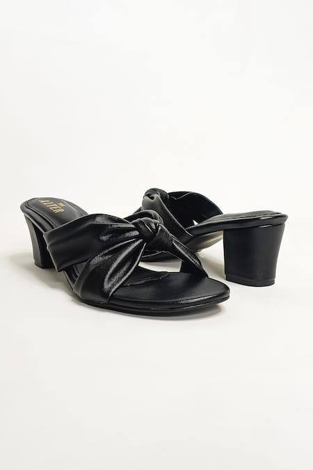 The Alter Black Bows Knotted Block Heels at Aza Fashions The Alter_Black Bows Knotted Block Heels _at_Aza_Fashions