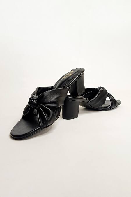 Shop The Alter Black Bows Knotted Block Heels Shop_The Alter_Black Bows Knotted Block Heels