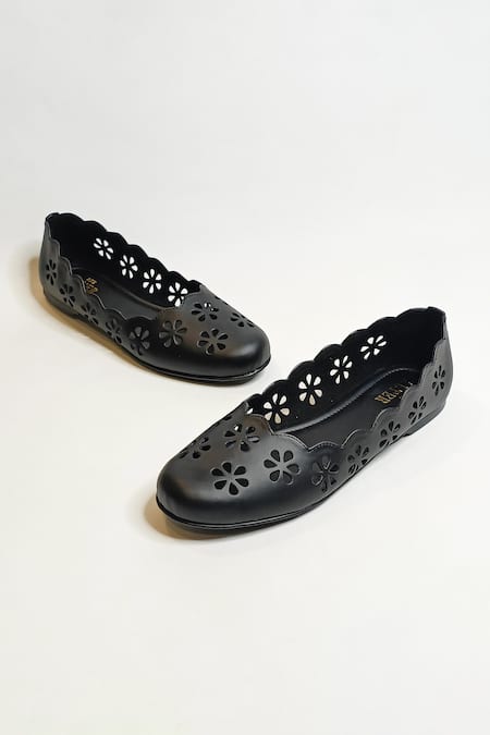 Shop_The Alter_Black Cutwork Round Ballerinas _Online_at_Aza_Fashions
