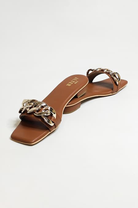 Buy_The Alter_Brown T-shaped Chain Flats 