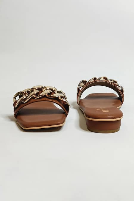Shop_The Alter_Brown T-shaped Chain Flats 
