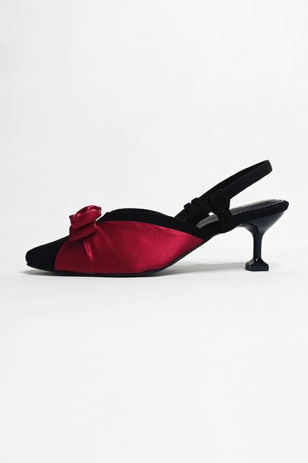 The Alter Black Bows Pointed Toe Satin Pyramid Heels at Aza Fashions The Alter_Black Bows Pointed Toe Satin Pyramid Heels _at_Aza_Fashions