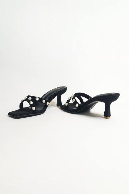 Buy_The Alter_Black Pearl T-shaped Embellished Stilletos 