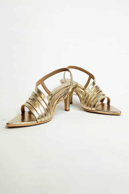 The Alter Gold Pointed Toe Strappy Stiletto Heels Online at Aza Fashions The Alter_Gold Pointed Toe Strappy Stiletto Heels _Online_at_Aza_Fashions