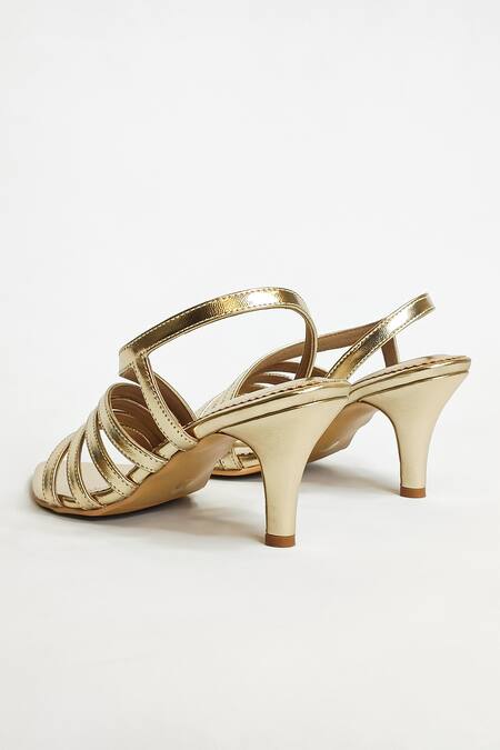 Shop The Alter Gold Pointed Toe Strappy Stiletto Heels Online at Aza Fashions Shop_The Alter_Gold Pointed Toe Strappy Stiletto Heels _Online_at_Aza_Fashions
