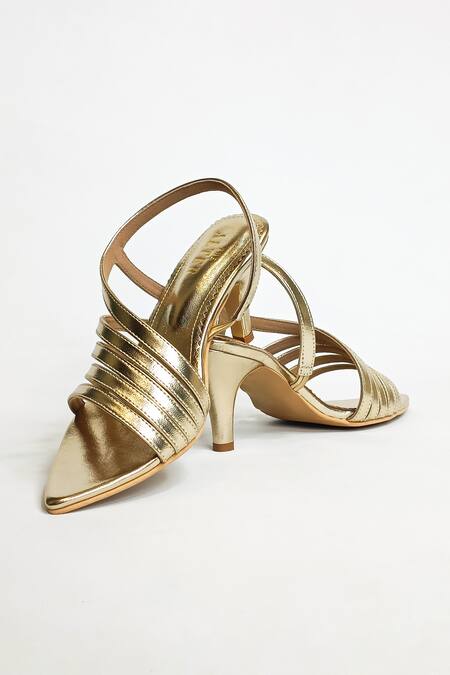 The Alter Gold Pointed Toe Strappy Stiletto Heels at Aza Fashions The Alter_Gold Pointed Toe Strappy Stiletto Heels _at_Aza_Fashions