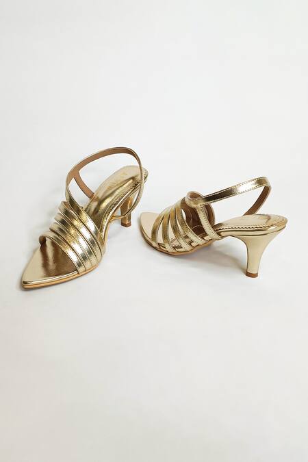 Buy The Alter Gold Pointed Toe Strappy Stiletto Heels Buy_The Alter_Gold Pointed Toe Strappy Stiletto Heels