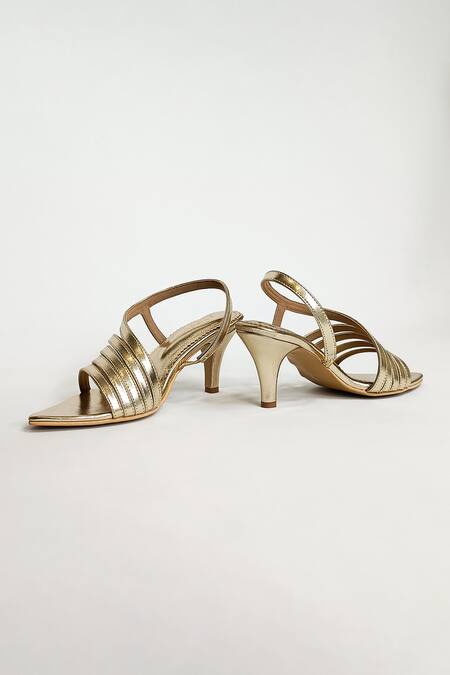 Shop The Alter Gold Pointed Toe Strappy Stiletto Heels Shop_The Alter_Gold Pointed Toe Strappy Stiletto Heels