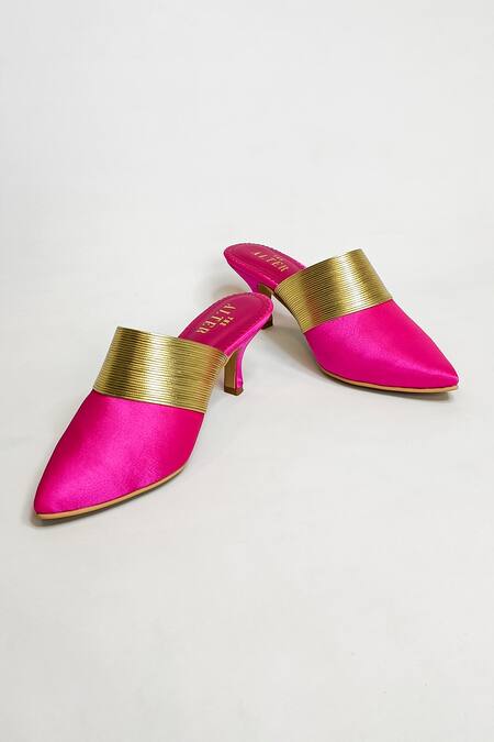 Buy_The Alter_Pink Jane Satin Mules _Online_at_Aza_Fashions