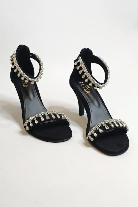 Buy_The Alter_Black Rhinestone Zaisha Embellished Strappy Stilettos _Online_at_Aza_Fashions