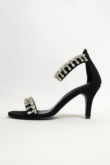 The Alter_Black Rhinestone Zaisha Embellished Strappy Stilettos _at_Aza_Fashions