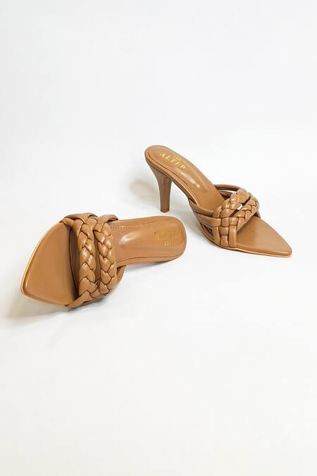 The Alter Beige Pointed Toe Braided Stilettos Online at Aza Fashions The Alter_Beige Pointed Toe Braided Stilettos _Online_at_Aza_Fashions