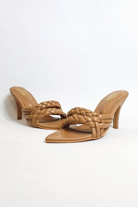 Buy The Alter Beige Pointed Toe Braided Stilettos Buy_The Alter_Beige Pointed Toe Braided Stilettos