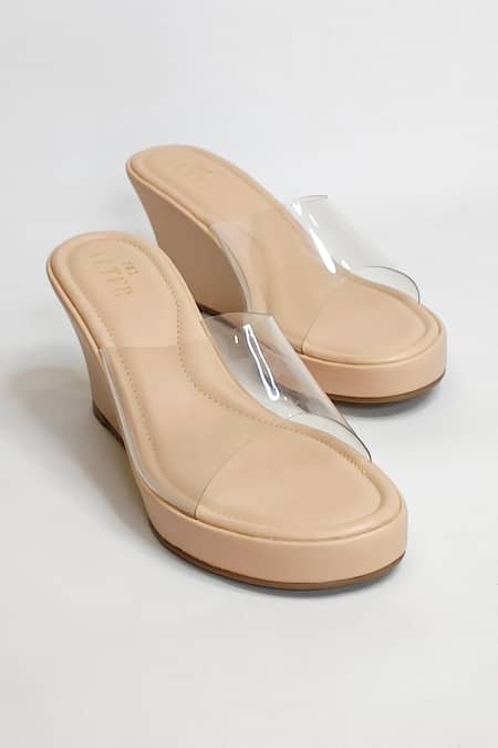 Buy The Alter Beige Clear Strap Wedges Online at Aza Fashions Buy_The Alter_Beige Clear Strap Wedges _Online_at_Aza_Fashions