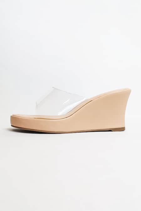 The Alter Beige Clear Strap Wedges at Aza Fashions The Alter_Beige Clear Strap Wedges _at_Aza_Fashions