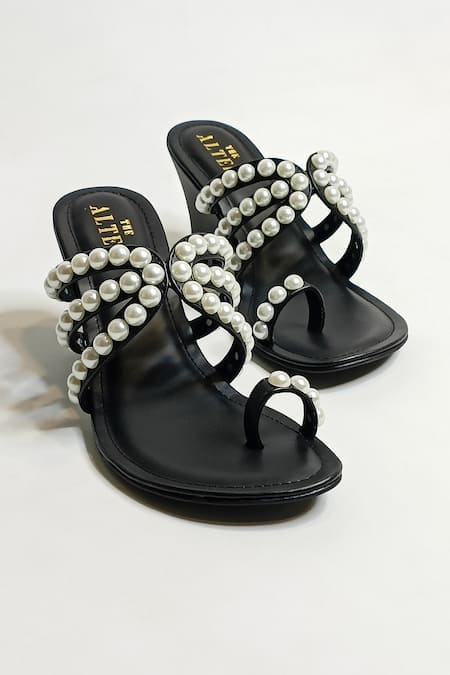 The Alter Black Pearl Embellished Wedges Online at Aza Fashions The Alter_Black Pearl Embellished Wedges _Online_at_Aza_Fashions