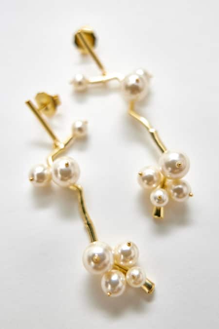 Voyce Jewellery Coffee Cherry Pearl Embellished Earrings 