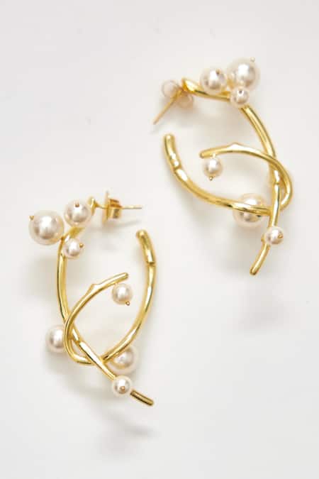 Voyce Jewellery Mocha Branch Carved Hoops 