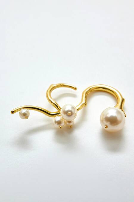 Buy Voyce Jewellery White Pearls Gesha Branch Carved Ring Online at Aza Fashions Buy_Voyce Jewellery_White Pearls Gesha Branch Carved Ring_Online_at_Aza_Fashions