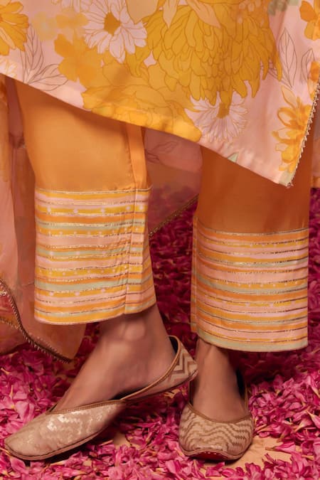 Buy Dohr India Yellow Modal, Viscose, Cotton, Silk Juhi Floral Straight Kurta And Palazzo Set Online at Aza Fashions Buy_Dohr India_Yellow Modal, Viscose, Cotton, Silk Juhi Floral Straight Kurta And Palazzo Set _Online_at_Aza_Fashions