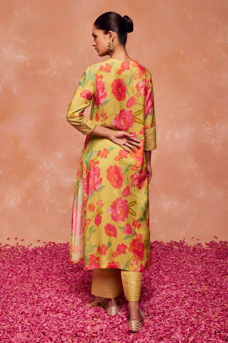 Shop Dohr India Green Modal, Viscose, Cotton, Silk Juhi Straight Kurta And Palazzo Set at Aza Fashions Shop_Dohr India_Green Modal, Viscose, Cotton, Silk Juhi Straight Kurta And Palazzo Set _at_Aza_Fashions