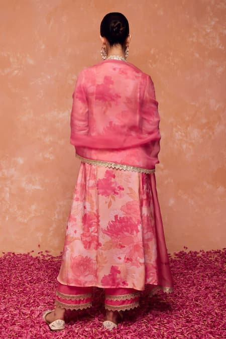 Dohr India Bahara Gota Embroidered A-Line Kurta & Palazzo Set 