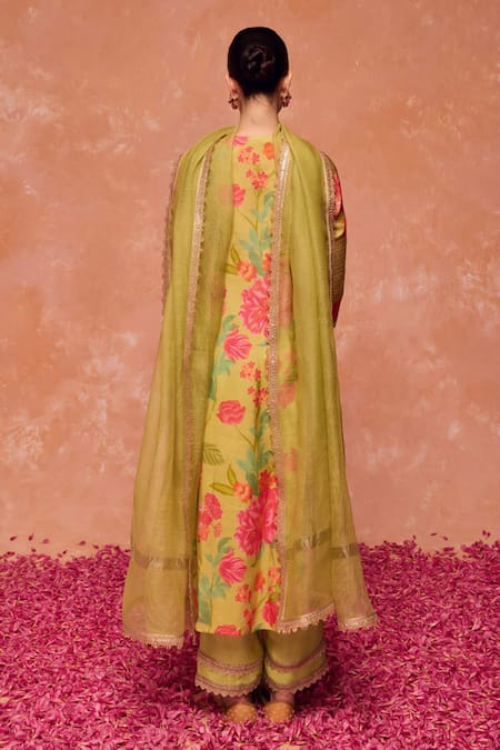 Dohr India Bahara Floral Print A-Line Kurta & Palazzo Set 