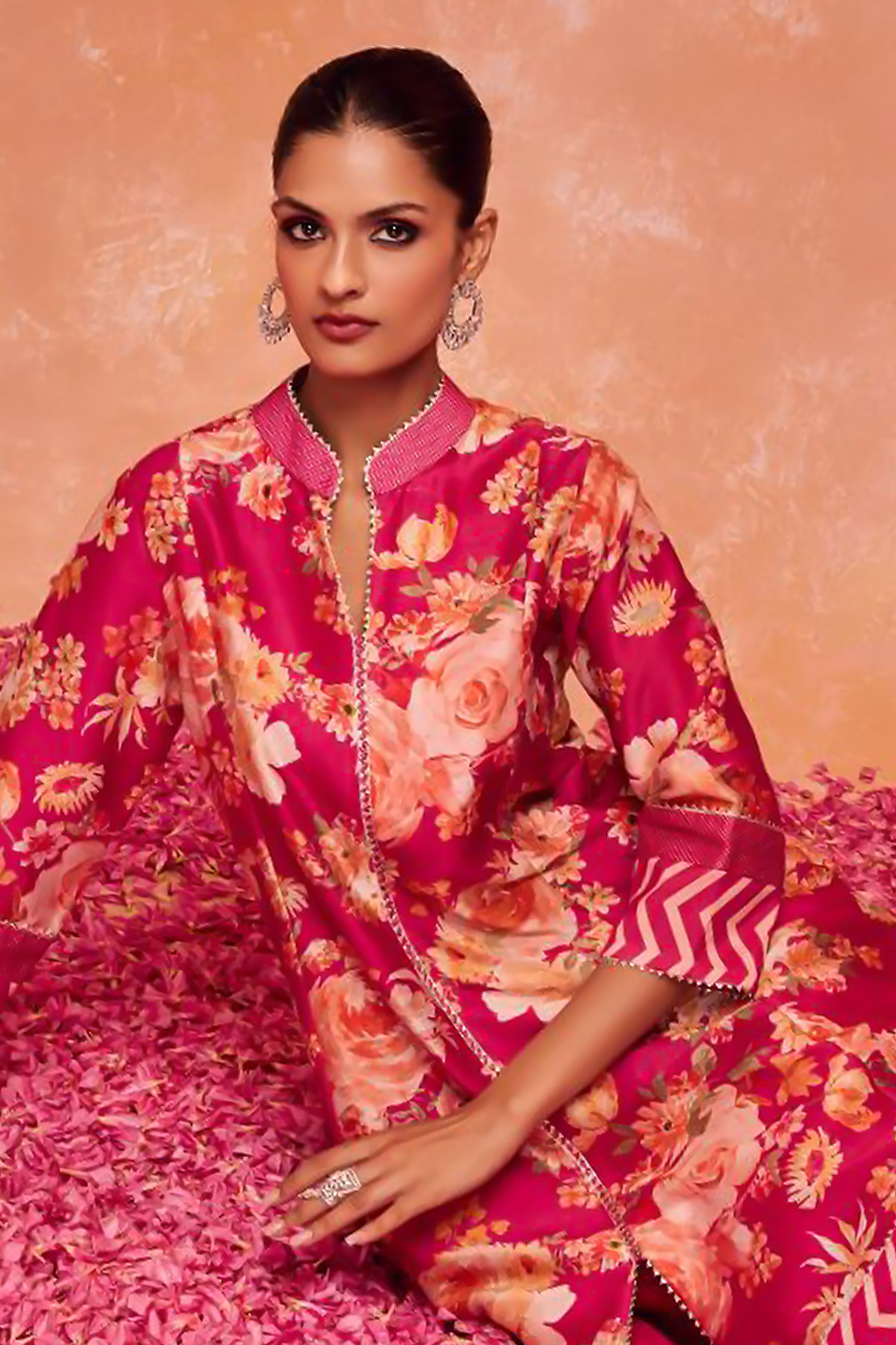 Buy Dohr India Pink , Cotton, Organza Embroidery, Gulnaz A-line Kurta And Pant Set Buy_Dohr India_Pink , Cotton, Organza Embroidery, Gulnaz A-line Kurta And Pant Set