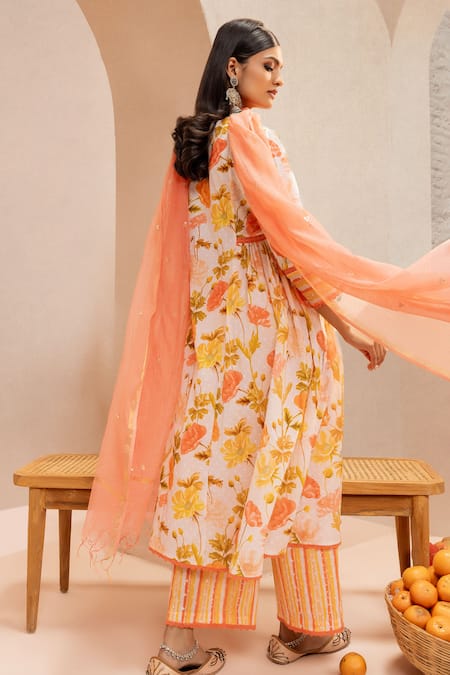 Dohr India A-line Floral Print Kurta Set 