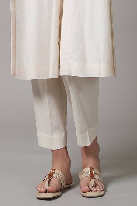 Joy Mitra Ivory Chanderi Embroidery Collared Kurta And Pant Set Online at Aza Fashions Joy Mitra_Ivory Chanderi Embroidery Collared Kurta And Pant Set _Online_at_Aza_Fashions