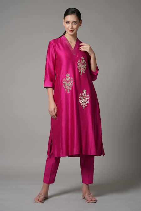 Joy Mitra Placement Embroidered Straight Kurta & Pant Set 