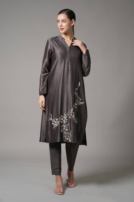 Joy Mitra Floral Vine Embroidered Kurta & Pant Set 