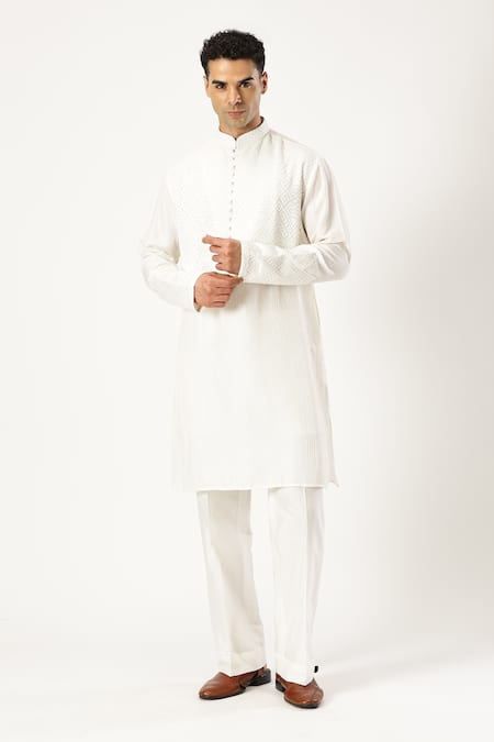 PARESH LAMBA SIGNATURES Chanderi Silk Embroidered Kurta 