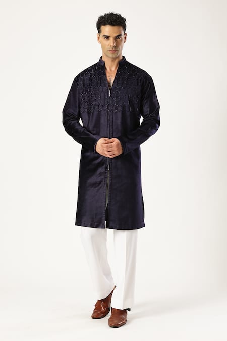 PARESH LAMBA SIGNATURES Velvet Embroidered Kurta 