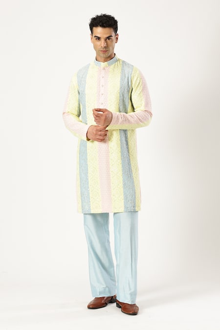 PARESH LAMBA SIGNATURES Panelled Sequin Embroidered Kurta Set 