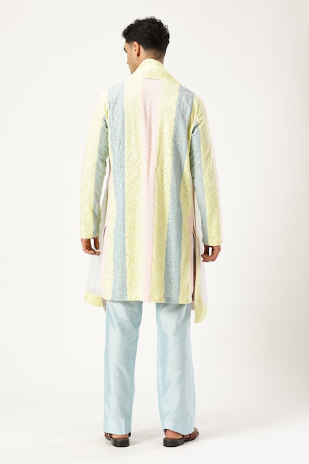 Paresh Lamba Signatures Panelled Sequin Embroidered Kurta Set 