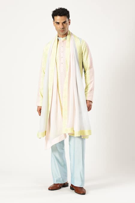 Paresh Lamba Signatures_Multi Color Georgette Embroidered Sequin Panelled Kurta Set _Online_at_Aza_Fashions