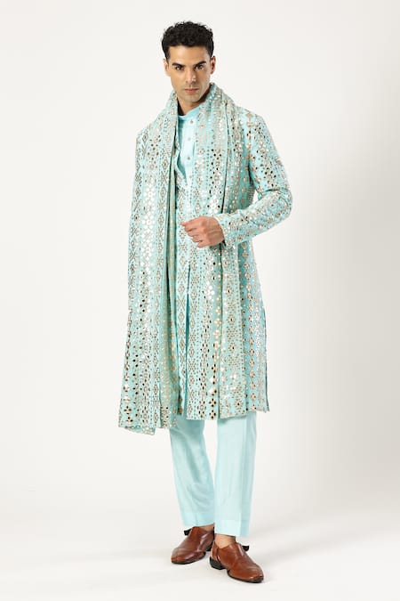 PARESH LAMBA SIGNATURES Mirror Embroidered Sherwani Set 