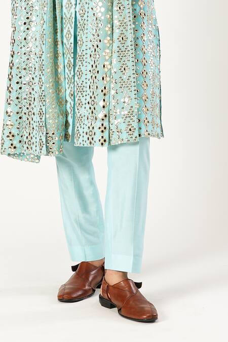 Buy Paresh Lamba Signatures Blue Georgette Mirrors Embroidered Sherwani Set Buy_Paresh Lamba Signatures_Blue Georgette Mirrors Embroidered Sherwani Set